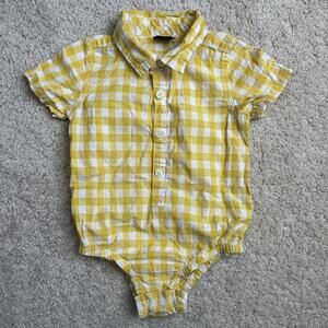 Gap 100% Cotton Gingham Check Collared Bodysuit
